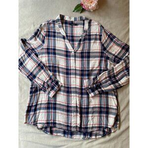 Max Jeans Womens Tartan Plaid Button-Down Shirt 1X